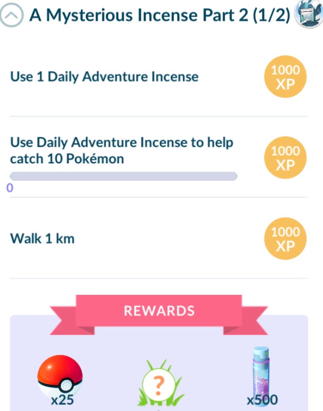Pokémon Go A Mysterious Incense quest steps and rewards